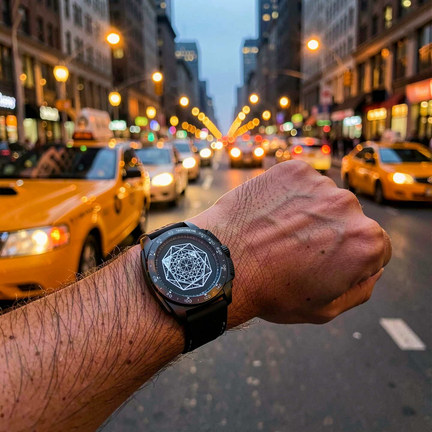 KINETIC Chronos geometric-display watch — close product detail