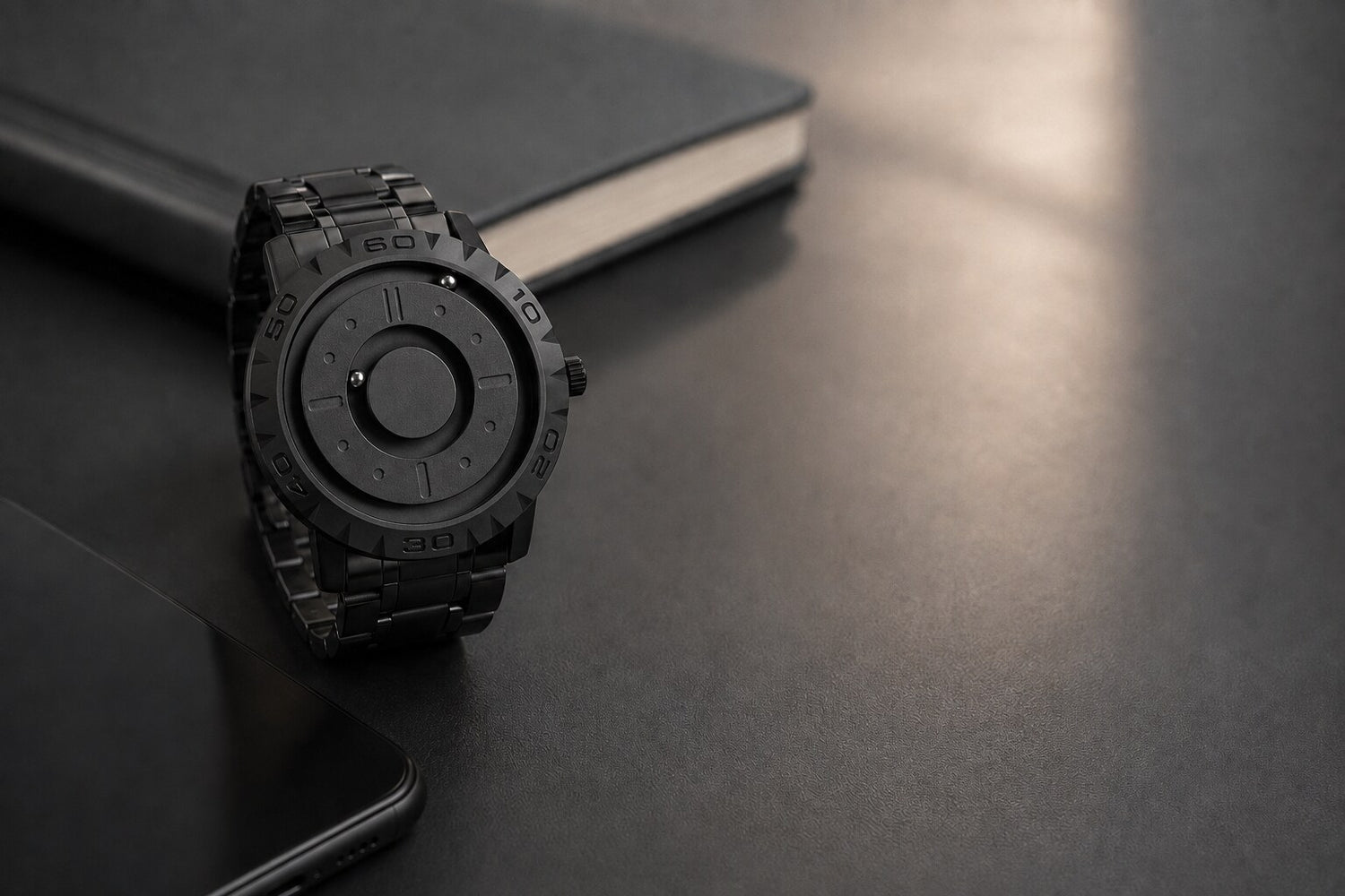 KINETIC Enigma watch on a minimal customer support desk
