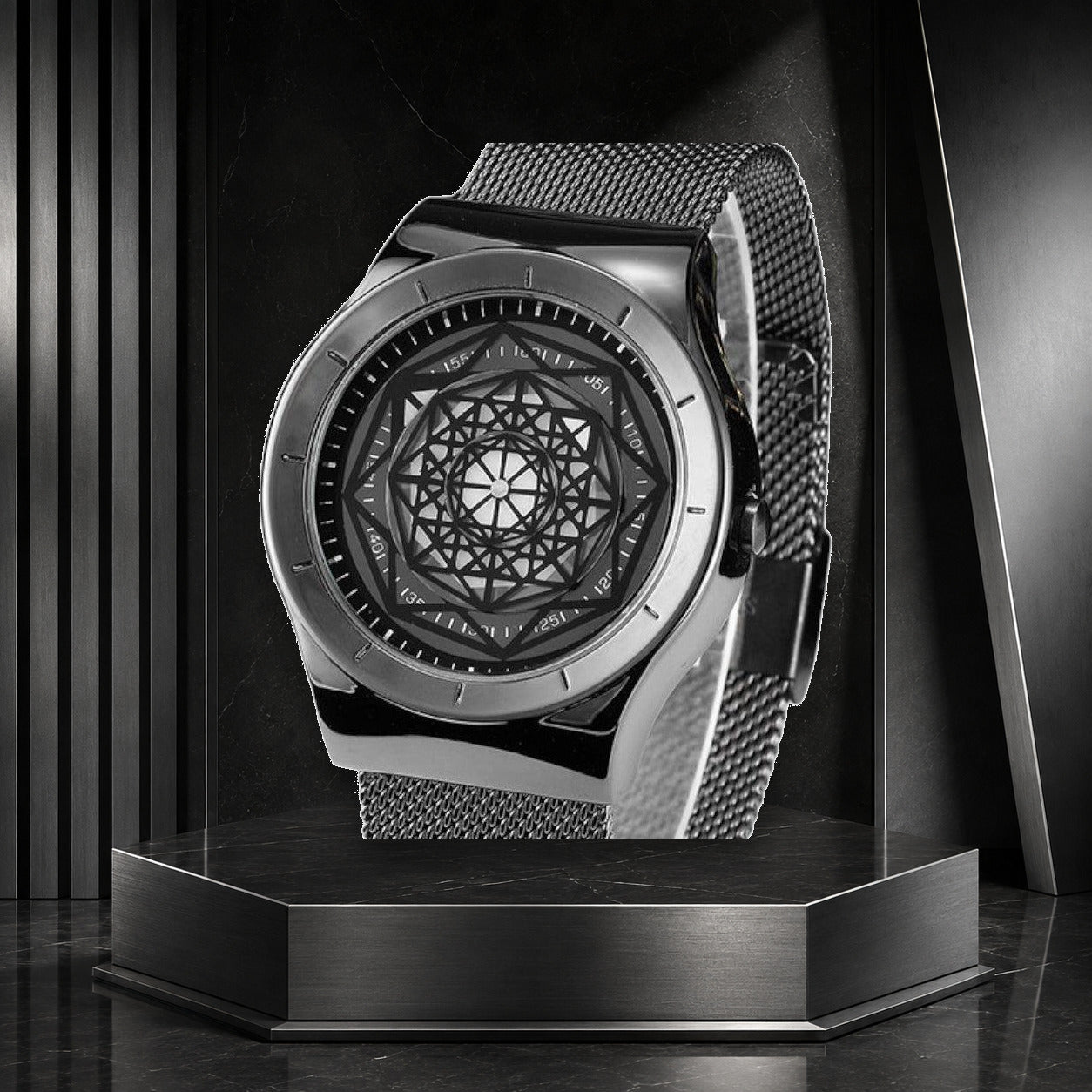 KINETIC Noir watch in a product-faithful editorial setting