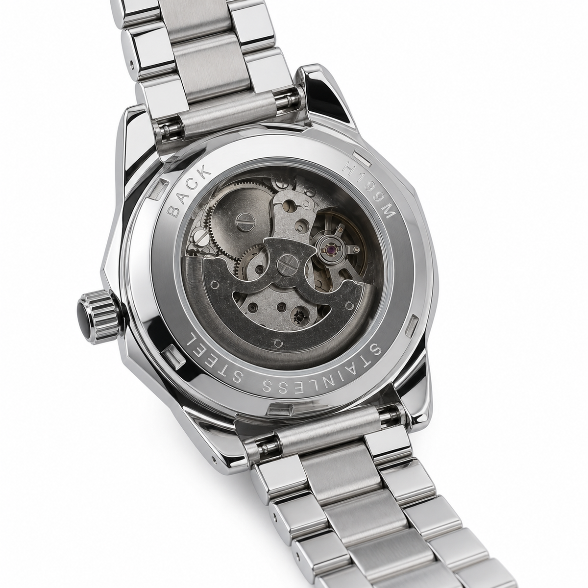 KINETIC Oceana exhibition caseback and automatic movement on white