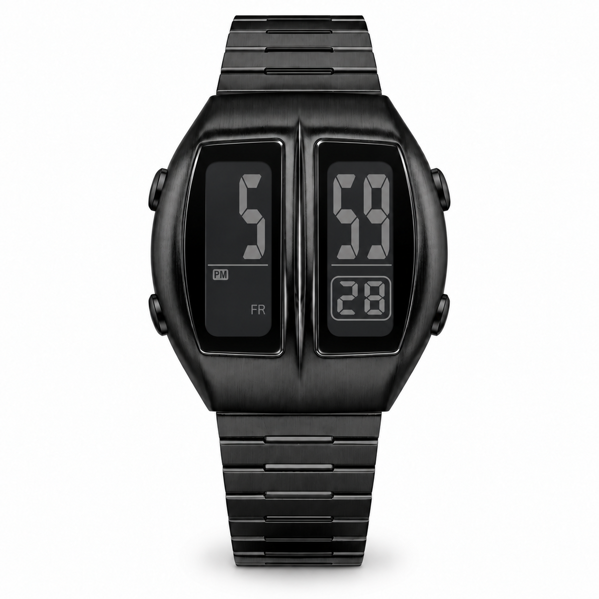 KINETIC Retro digital watch in Black, front view on white