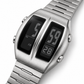 KINETIC Retro Silver digital watch in a close diagonal three-quarter view on white