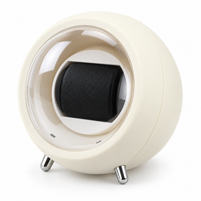 Orbit White watch winder with clear twist-off dome