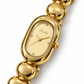 Scottie Champagne watch, close diagonal gold-tone dial view on white