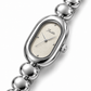 Scottie Mist watch, close diagonal silver-tone dial view on white
