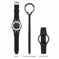Vibe Domino Plus set: one watch, pocket attachment and matching link bracelet, arranged upright on white without packaging or adjustment tool
