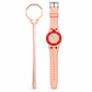 Vibe Blush watch on fitted strap with its matching empty loop holder on white