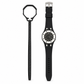 Vibe Domino watch on fitted strap with its matching empty loop holder on white